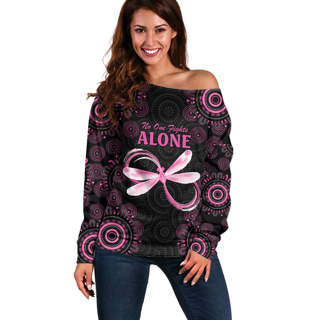 Personalized Pink Dragonfly Aboriginal of Hope Off Shoulder Sweater Australia’s Breast Cancer Support