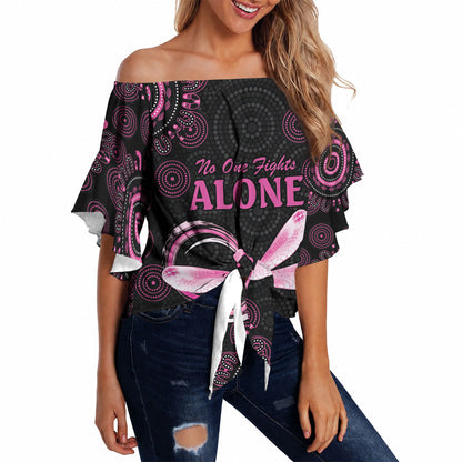 Personalized Pink Dragonfly Aboriginal of Hope Off Shoulder Wrap Waist Top Australia’s Breast Cancer Support