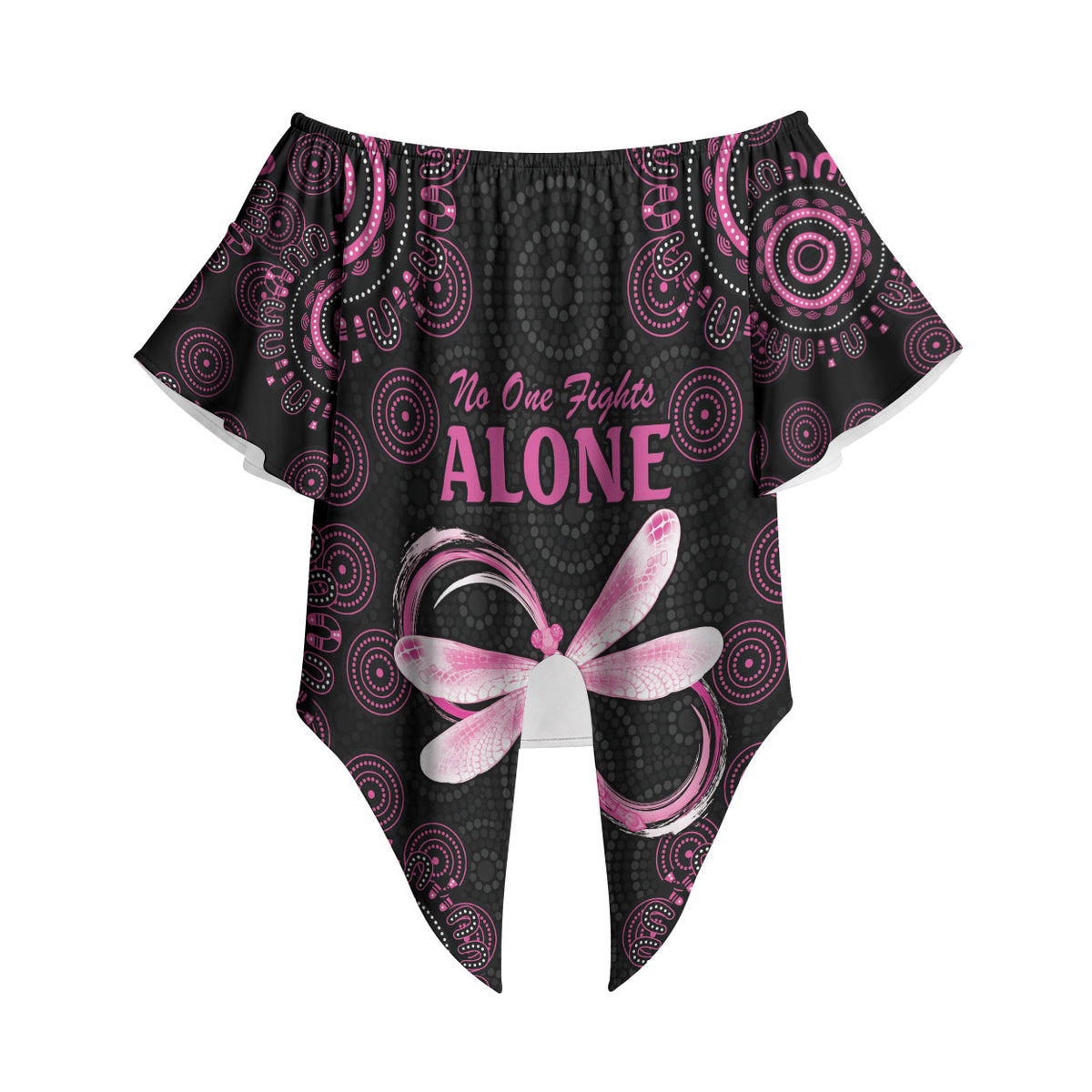 Personalized Pink Dragonfly Aboriginal of Hope Off Shoulder Wrap Waist Top Australia’s Breast Cancer Support
