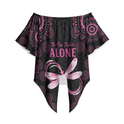 Personalized Pink Dragonfly Aboriginal of Hope Off Shoulder Wrap Waist Top Australia’s Breast Cancer Support