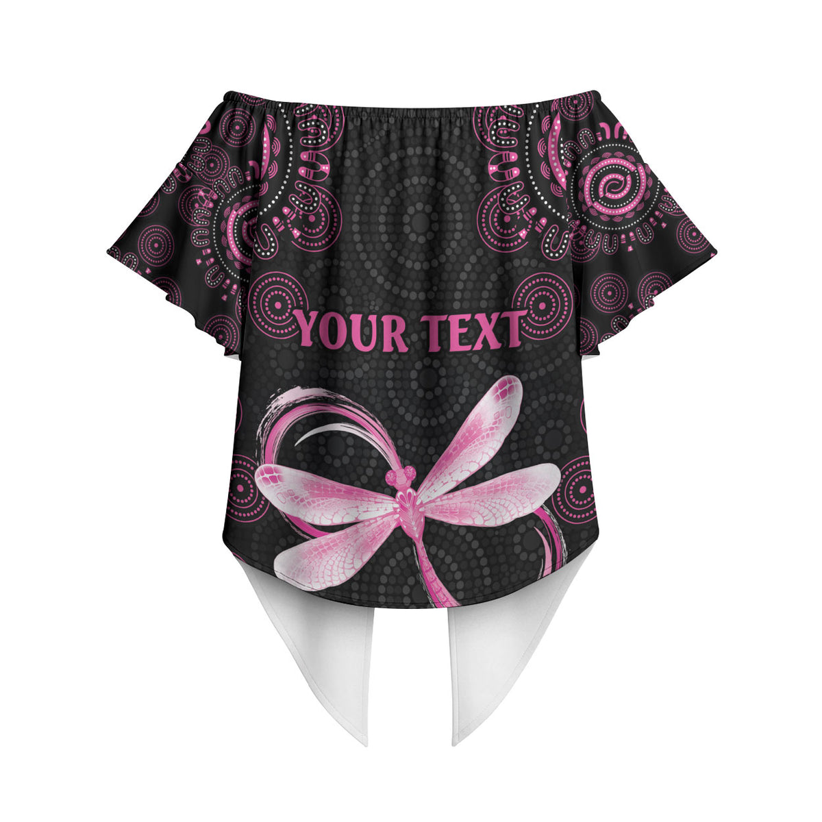 Personalized Pink Dragonfly Aboriginal of Hope Off Shoulder Wrap Waist Top Australia’s Breast Cancer Support