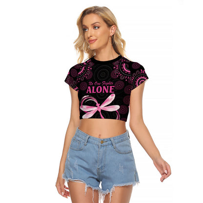 Personalized Pink Dragonfly Aboriginal of Hope Raglan Cropped T Shirt Australia’s Breast Cancer Support