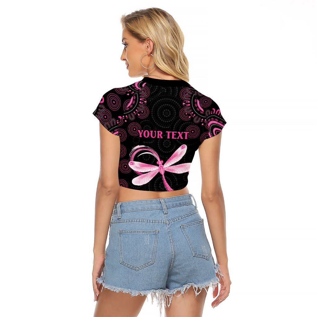 Personalized Pink Dragonfly Aboriginal of Hope Raglan Cropped T Shirt Australia’s Breast Cancer Support