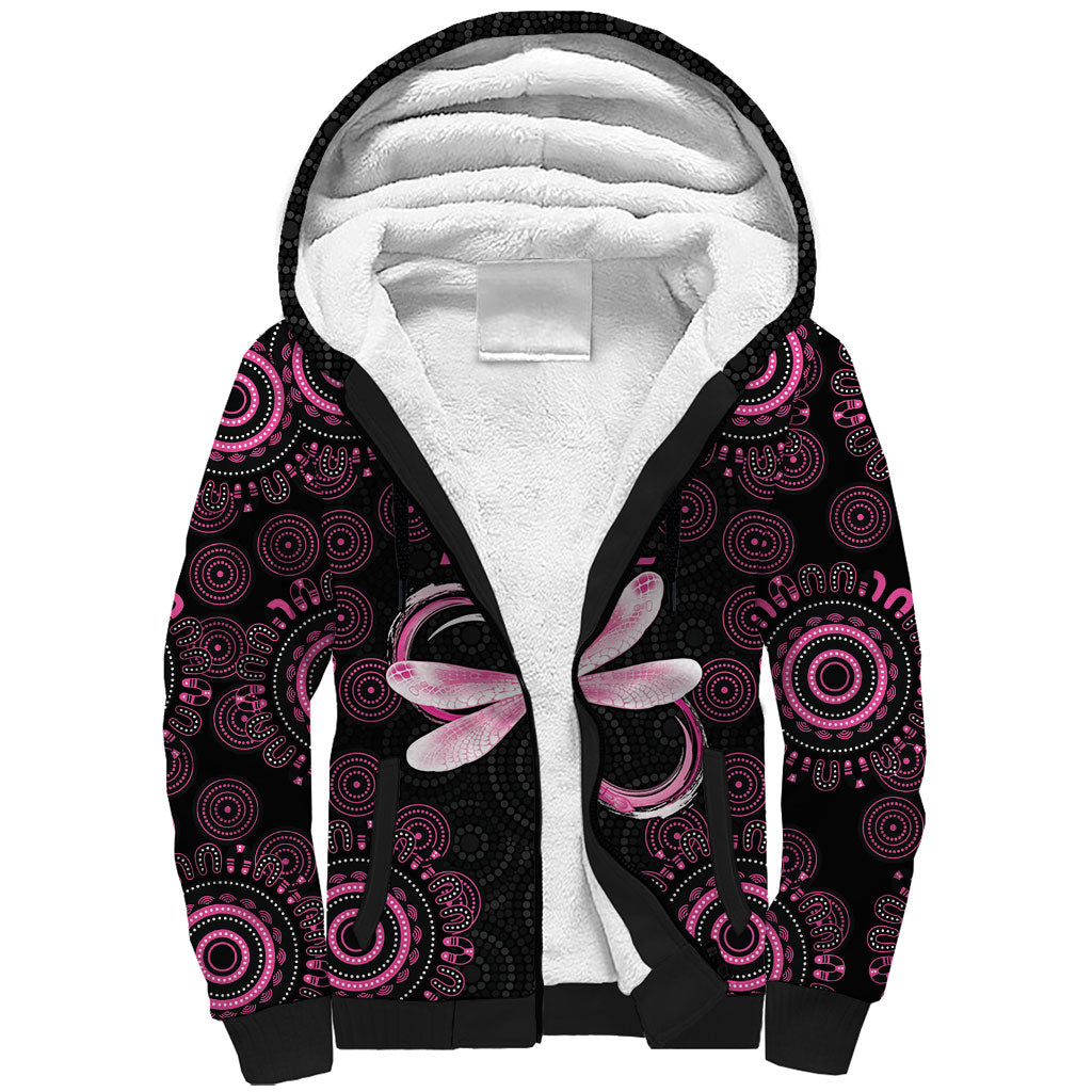 Personalized Pink Dragonfly Aboriginal of Hope Sherpa Hoodie Australia’s Breast Cancer Support