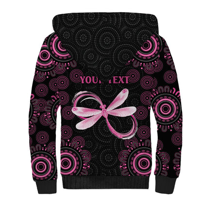 Personalized Pink Dragonfly Aboriginal of Hope Sherpa Hoodie Australia’s Breast Cancer Support