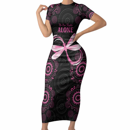 Personalized Pink Dragonfly Aboriginal of Hope Short Sleeve Bodycon Dress Australia’s Breast Cancer Support