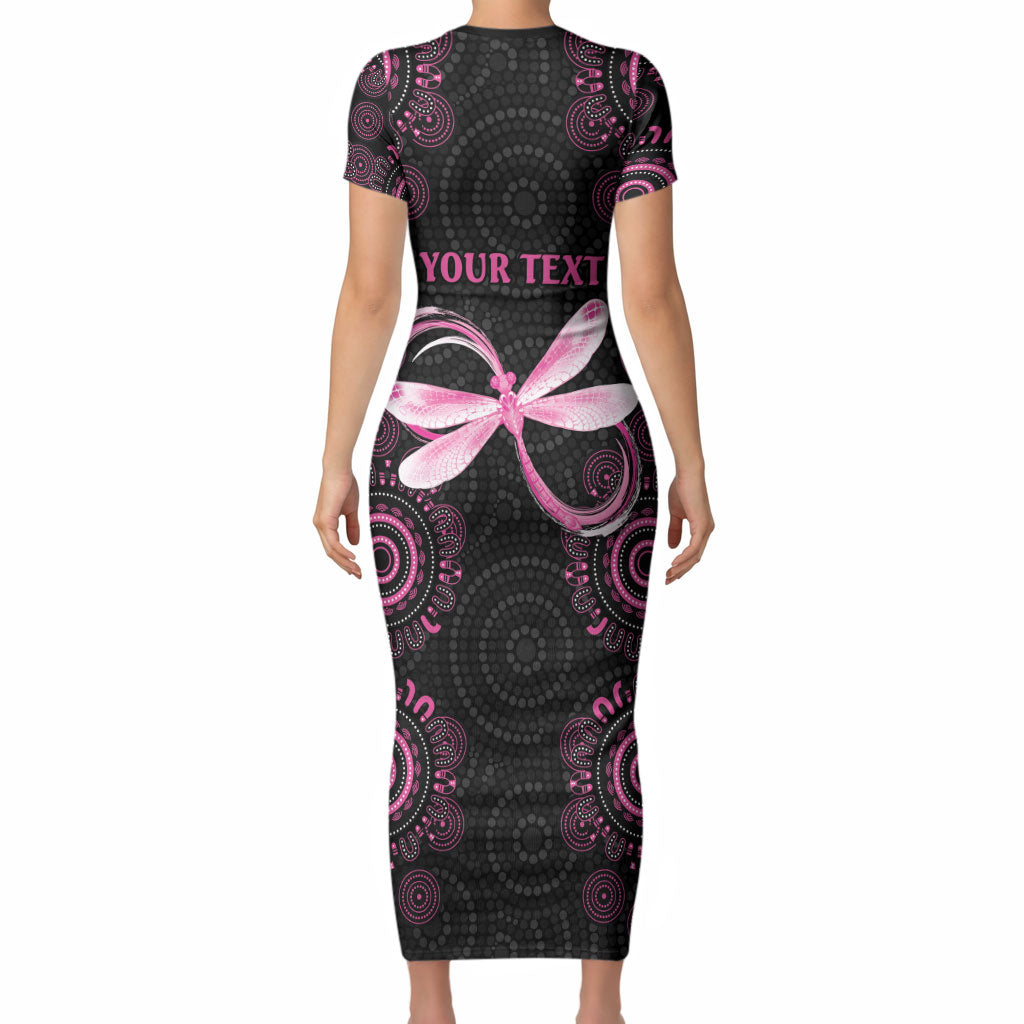 Personalized Pink Dragonfly Aboriginal of Hope Short Sleeve Bodycon Dress Australia’s Breast Cancer Support