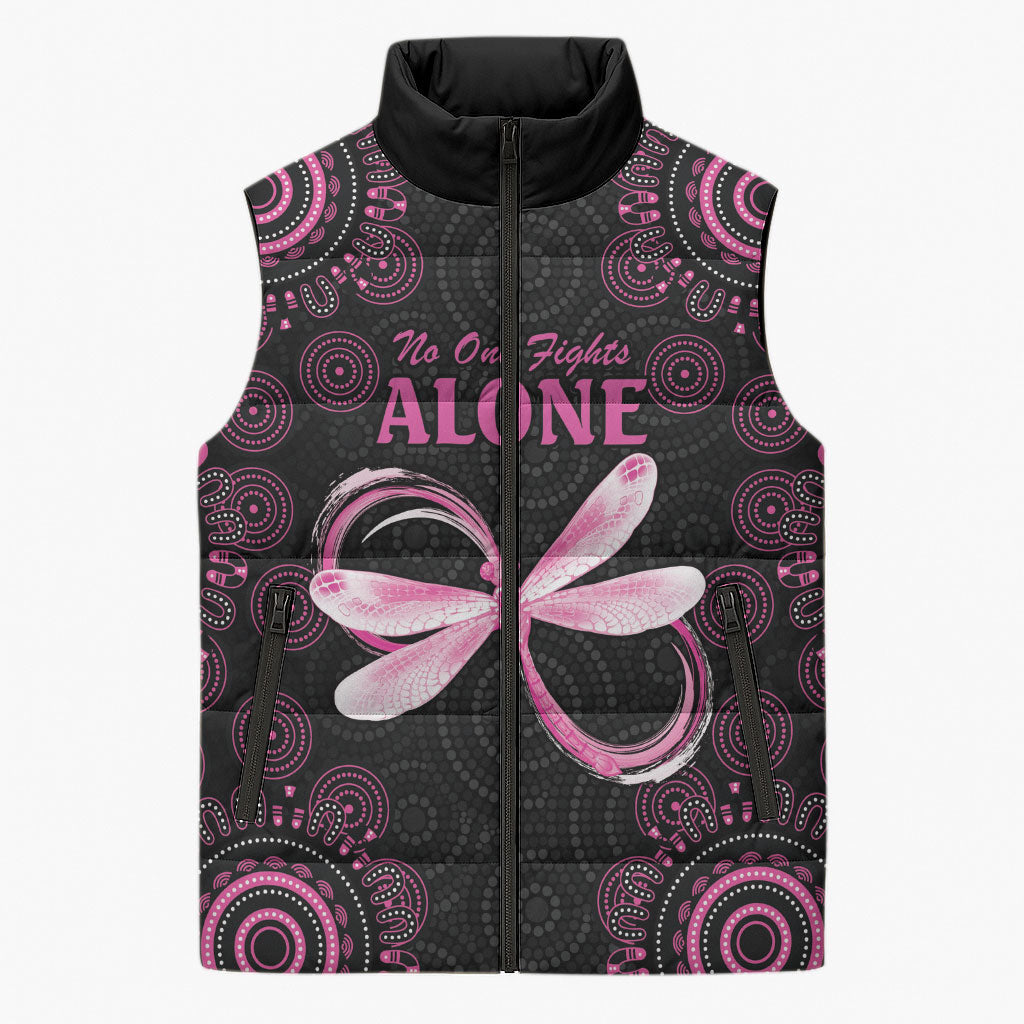 Personalized Pink Dragonfly Aboriginal of Hope Sleeveless Puffer Jacket Australia’s Breast Cancer Support