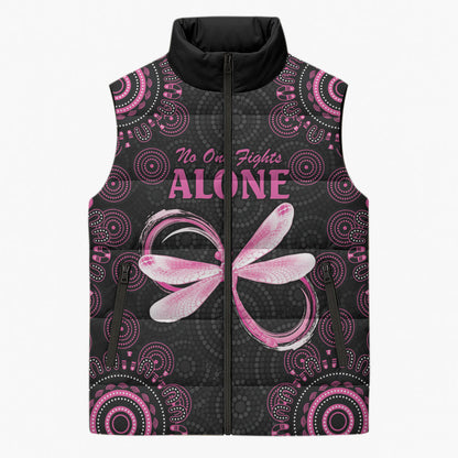 Personalized Pink Dragonfly Aboriginal of Hope Sleeveless Puffer Jacket Australia’s Breast Cancer Support