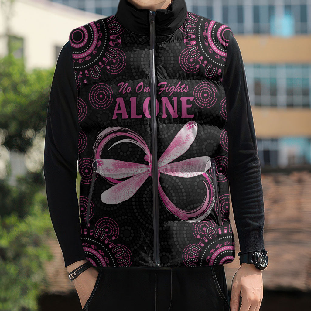 Personalized Pink Dragonfly Aboriginal of Hope Sleeveless Puffer Jacket Australia’s Breast Cancer Support