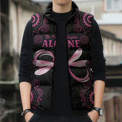 Personalized Pink Dragonfly Aboriginal of Hope Sleeveless Puffer Jacket Australia’s Breast Cancer Support