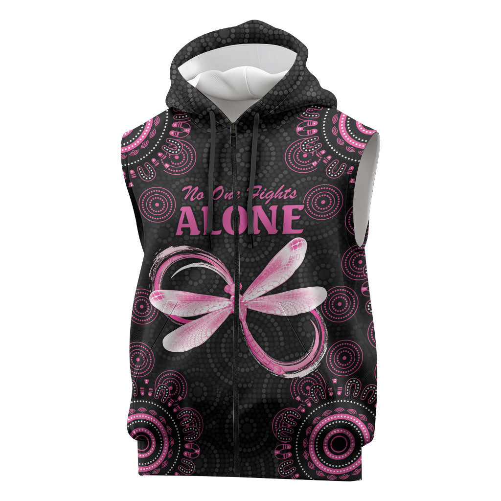 Personalized Pink Dragonfly Aboriginal of Hope Sleeveless Zip Hoodie Australia’s Breast Cancer Support