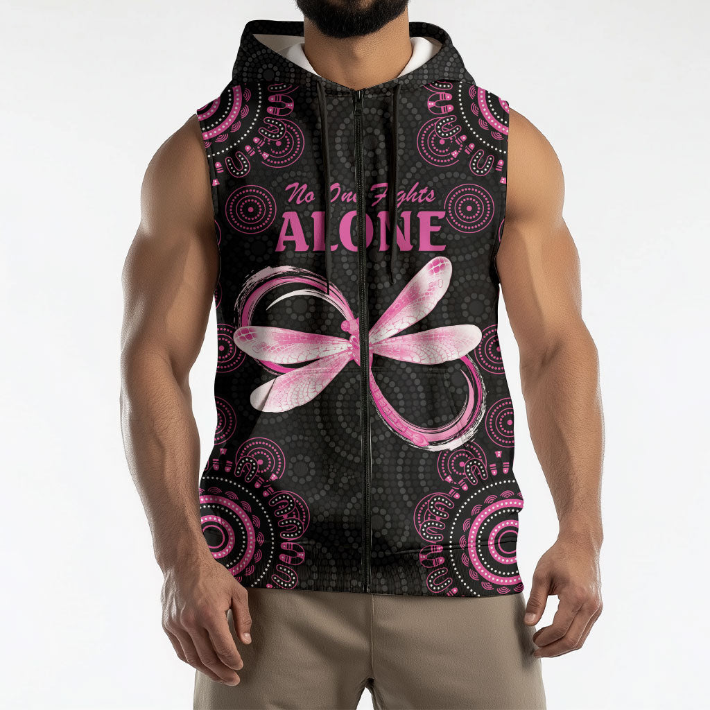 Personalized Pink Dragonfly Aboriginal of Hope Sleeveless Zip Hoodie Australia’s Breast Cancer Support