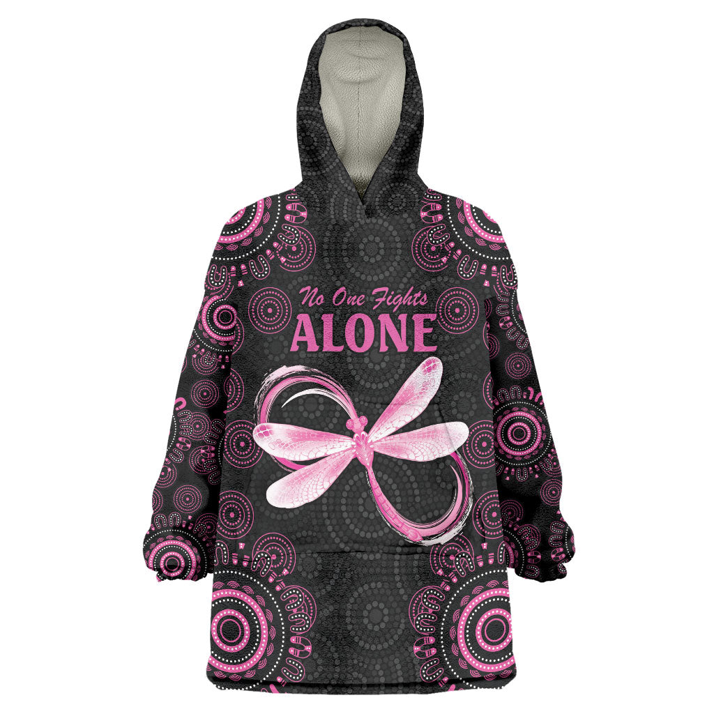 Personalized Pink Dragonfly Aboriginal of Hope Wearable Blanket Hoodie Australia’s Breast Cancer Support