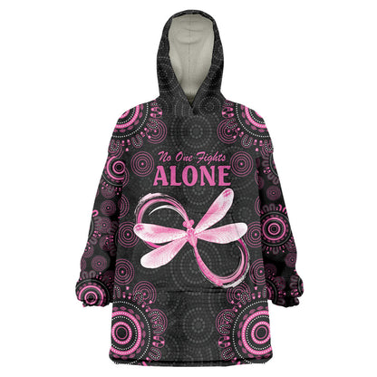 Personalized Pink Dragonfly Aboriginal of Hope Wearable Blanket Hoodie Australia’s Breast Cancer Support