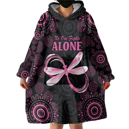 Personalized Pink Dragonfly Aboriginal of Hope Wearable Blanket Hoodie Australia’s Breast Cancer Support