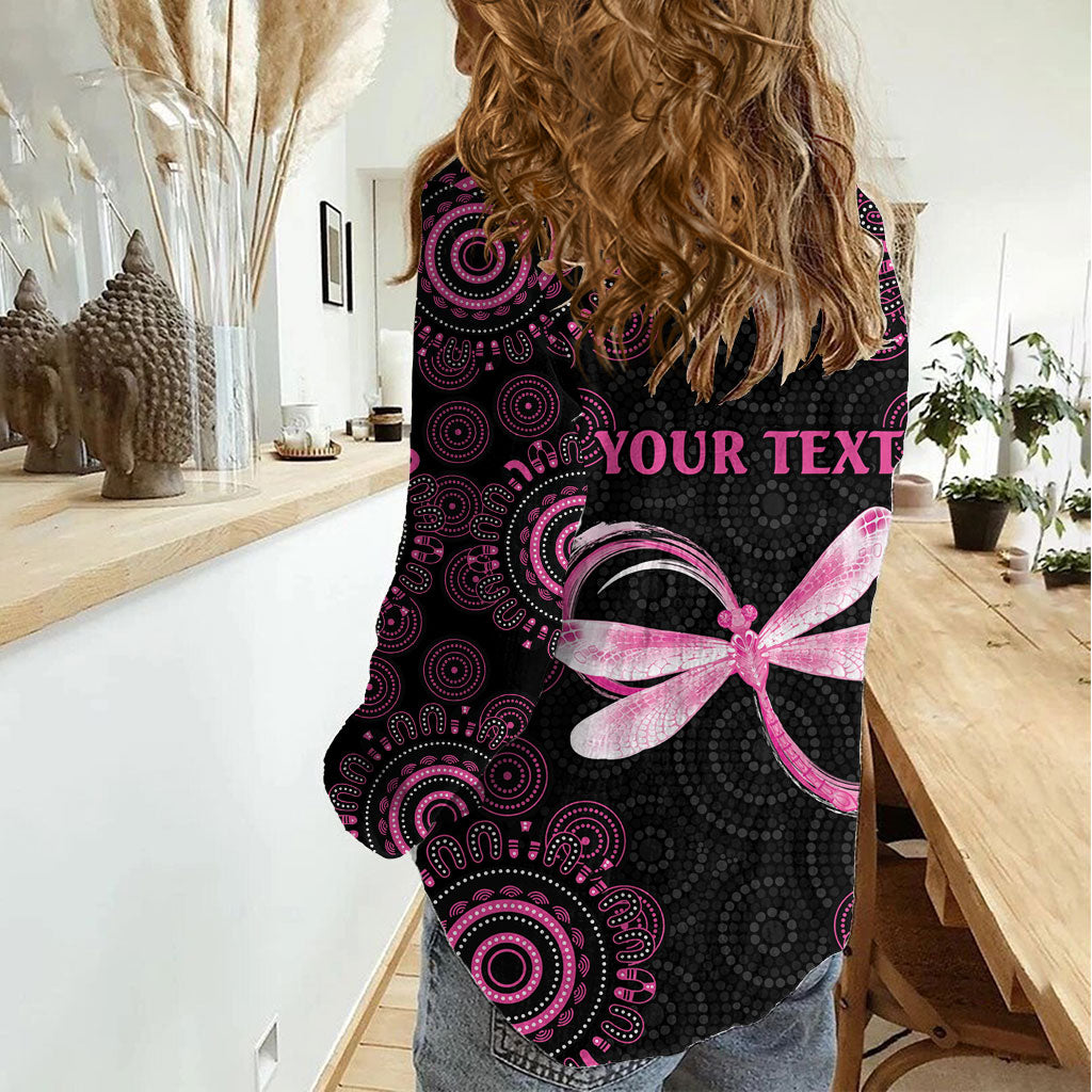 Personalized Pink Dragonfly Aboriginal of Hope Women Casual Shirt Australia’s Breast Cancer Support