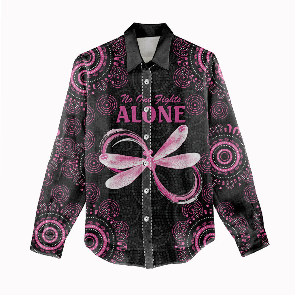 Personalized Pink Dragonfly Aboriginal of Hope Women Casual Shirt Australia’s Breast Cancer Support