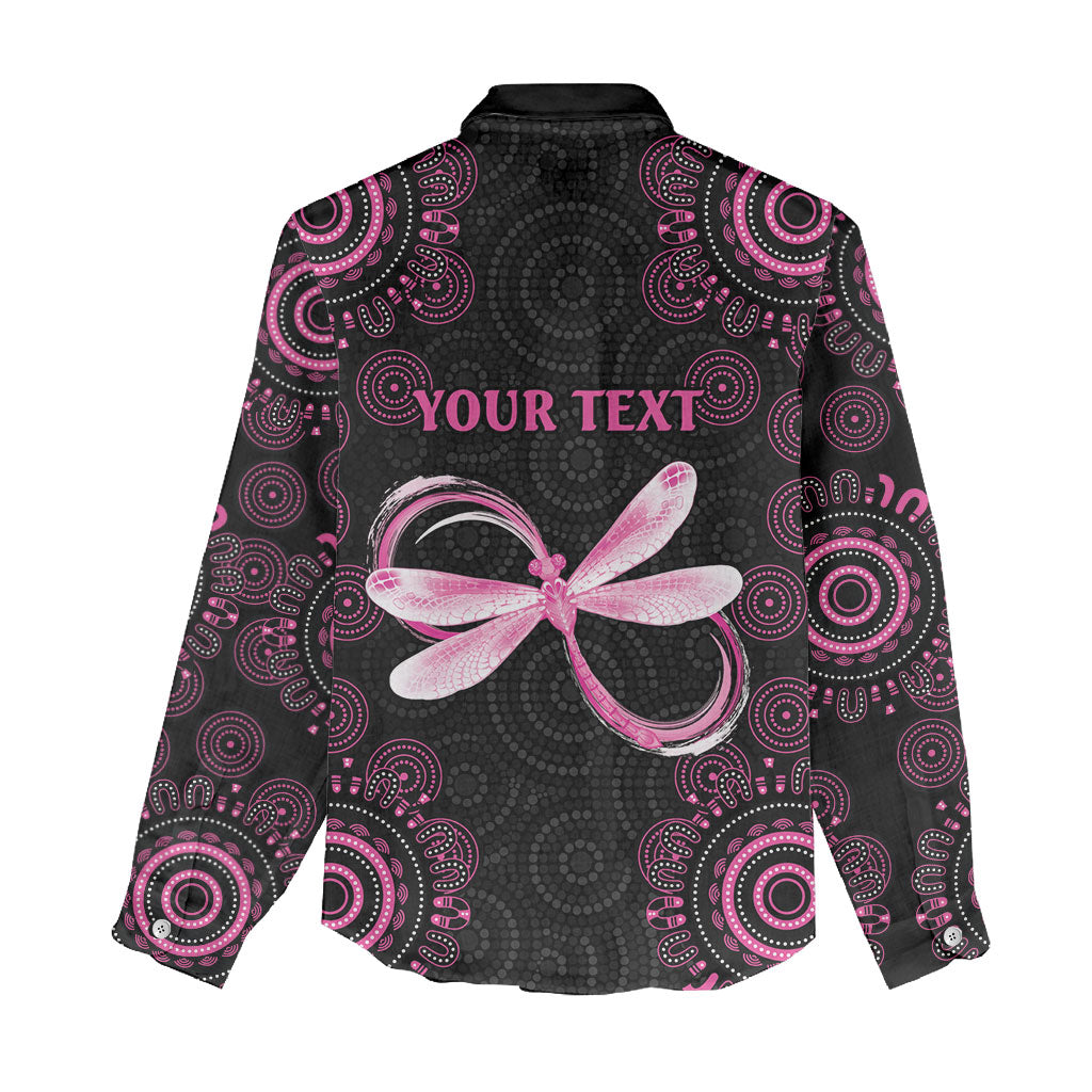Personalized Pink Dragonfly Aboriginal of Hope Women Casual Shirt Australia’s Breast Cancer Support