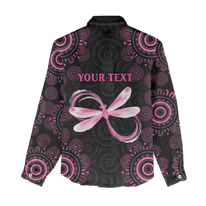 Personalized Pink Dragonfly Aboriginal of Hope Women Casual Shirt Australia’s Breast Cancer Support