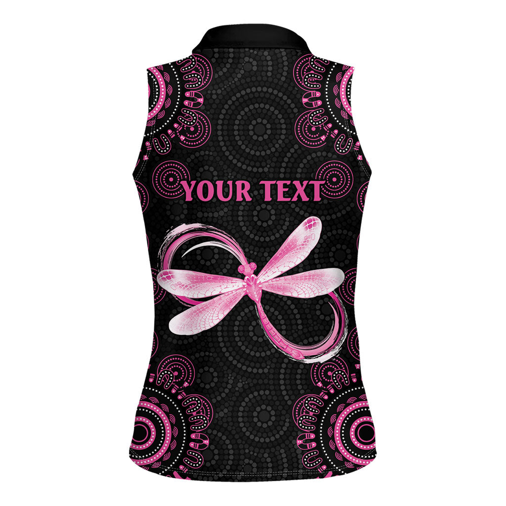 Personalized Pink Dragonfly Aboriginal of Hope Women Sleeveless Polo Shirt Australia’s Breast Cancer Support