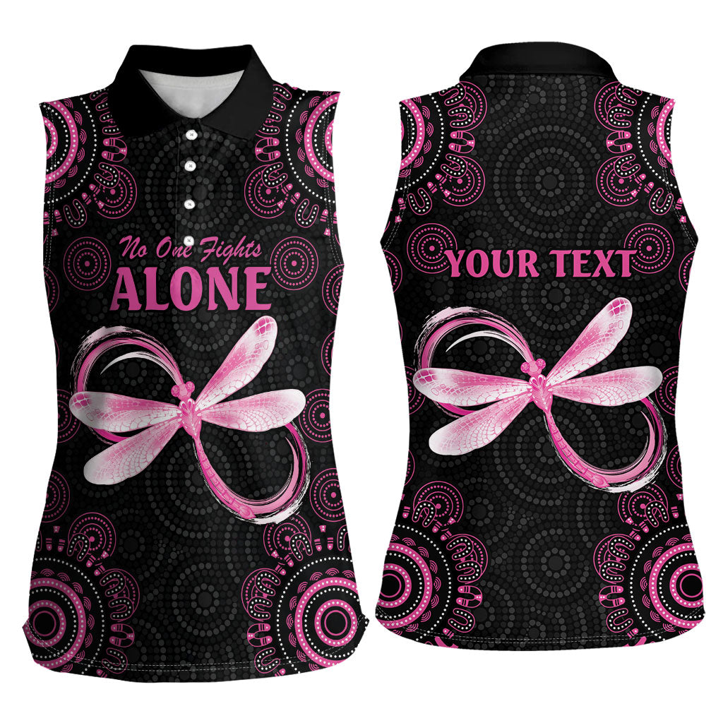 Personalized Pink Dragonfly Aboriginal of Hope Women Sleeveless Polo Shirt Australia’s Breast Cancer Support