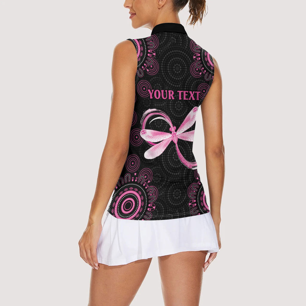 Personalized Pink Dragonfly Aboriginal of Hope Women Sleeveless Polo Shirt Australia’s Breast Cancer Support