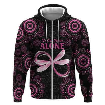 Personalized Pink Dragonfly Aboriginal of Hope Zip Hoodie Australia’s Breast Cancer Support