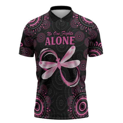 Personalized Pink Dragonfly Aboriginal of Hope Zipper Polo Shirt Australia’s Breast Cancer Support
