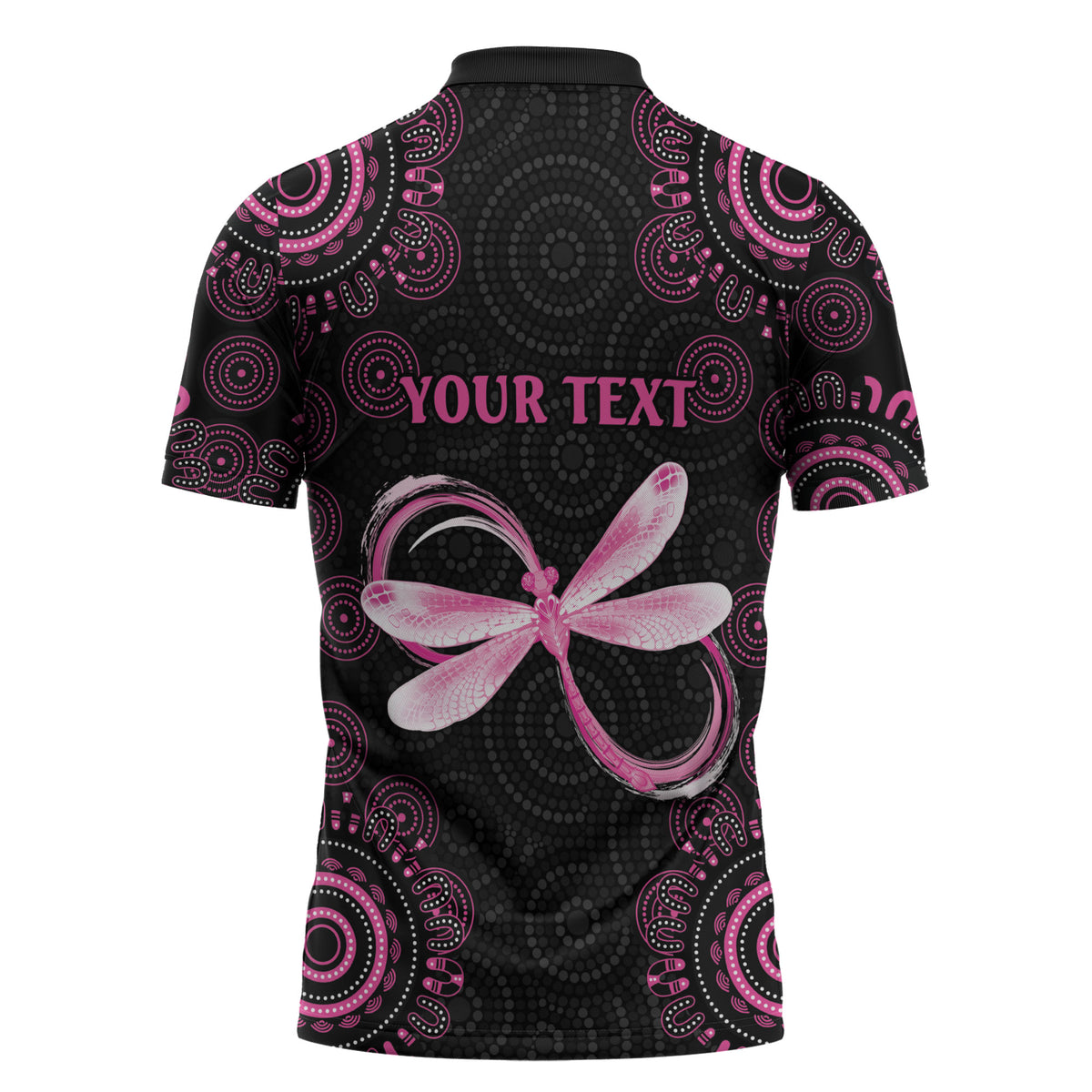 Personalized Pink Dragonfly Aboriginal of Hope Zipper Polo Shirt Australia’s Breast Cancer Support