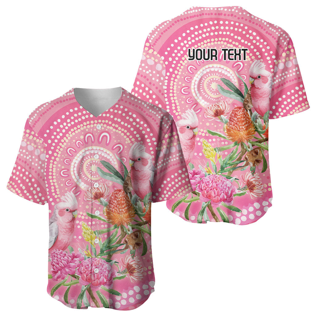 Personalized Pink Galah Aboriginal Dot Art Baseball Jersey Australia’s Breast Cancer Support