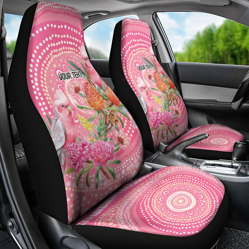 Personalized Pink Galah Aboriginal Dot Art Car Seat Cover Australia’s Breast Cancer Support