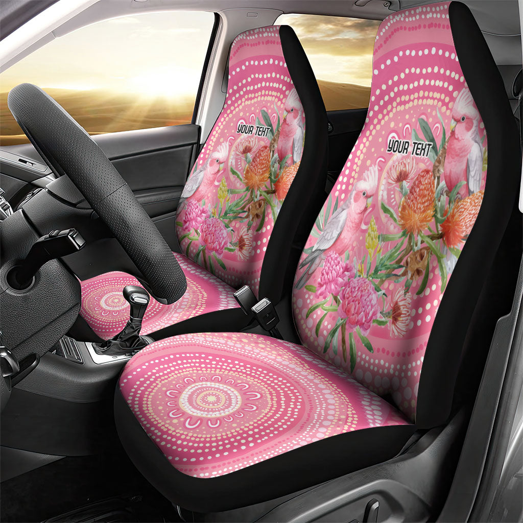 Personalized Pink Galah Aboriginal Dot Art Car Seat Cover Australia’s Breast Cancer Support
