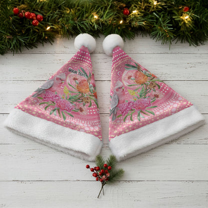 Personalized Pink Galah Aboriginal Dot Art Christmas Santa Hat Australia’s Breast Cancer Support