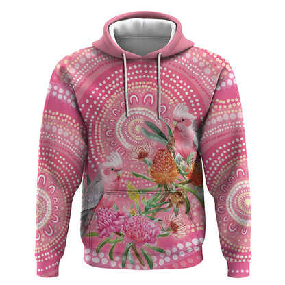 Personalized Pink Galah Aboriginal Dot Art Hoodie Australia’s Breast Cancer Support