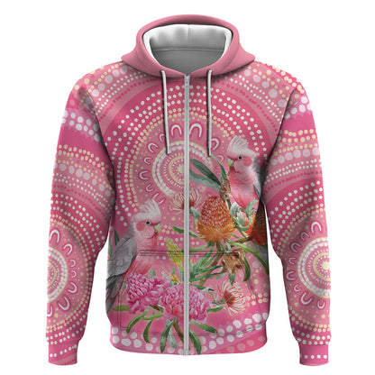 Personalized Pink Galah Aboriginal Dot Art Hoodie Australia’s Breast Cancer Support