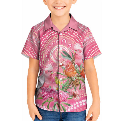 Personalized Pink Galah Aboriginal Dot Art Kid Hawaiian Shirt Australia’s Breast Cancer Support