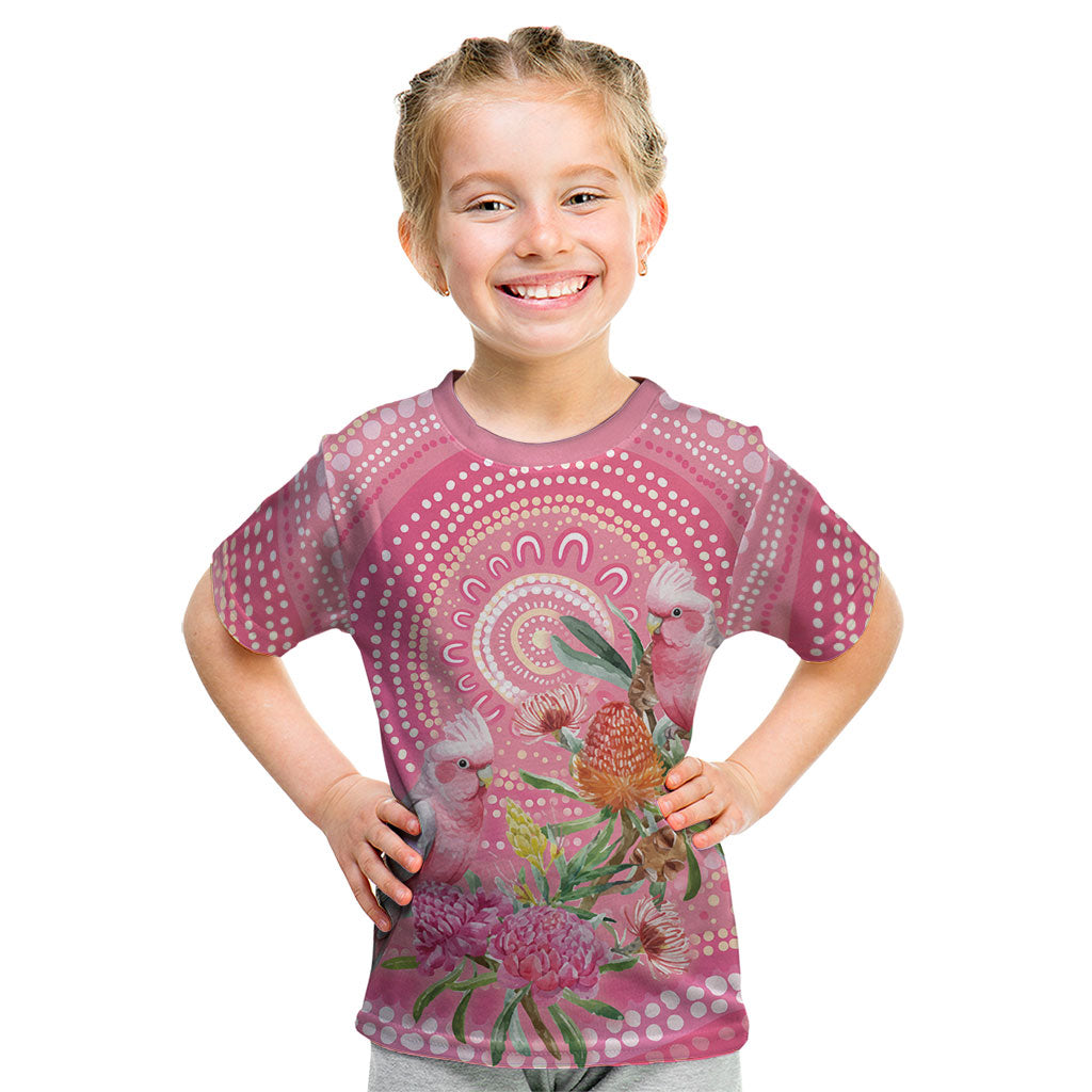 Personalized Pink Galah Aboriginal Dot Art Kid T Shirt Australia’s Breast Cancer Support