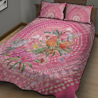 Personalized Pink Galah Aboriginal Dot Art Quilt Bed Set Australia’s Breast Cancer Support