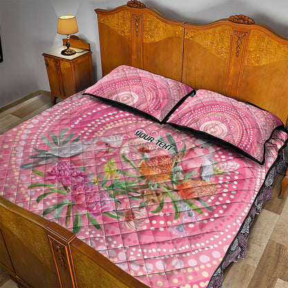 Personalized Pink Galah Aboriginal Dot Art Quilt Bed Set Australia’s Breast Cancer Support