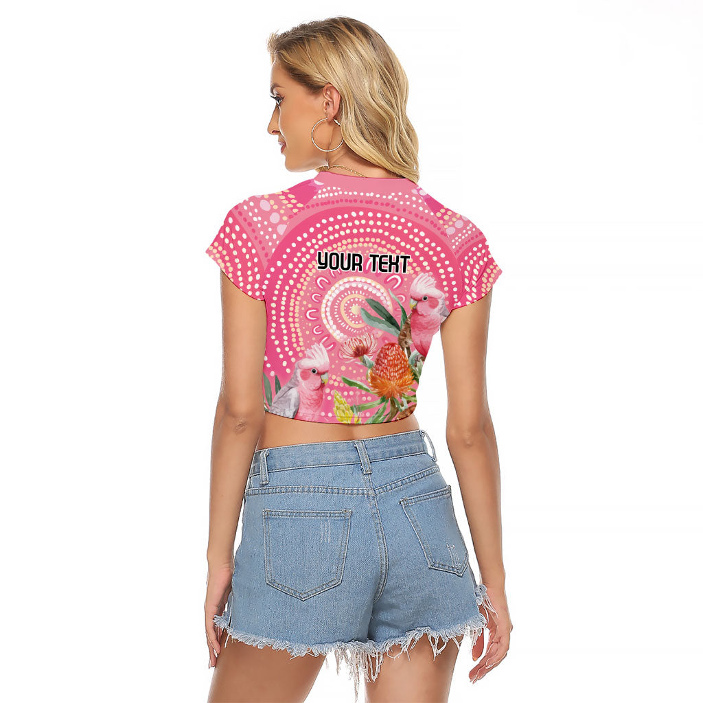 Personalized Pink Galah Aboriginal Dot Art Raglan Cropped T Shirt Australia’s Breast Cancer Support