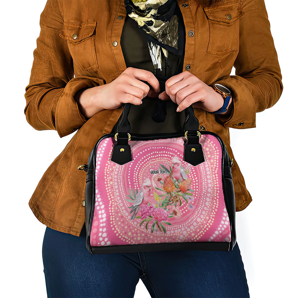 Personalized Pink Galah Aboriginal Dot Art Shoulder Handbag Australia’s Breast Cancer Support