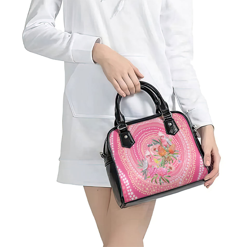 Personalized Pink Galah Aboriginal Dot Art Shoulder Handbag Australia’s Breast Cancer Support