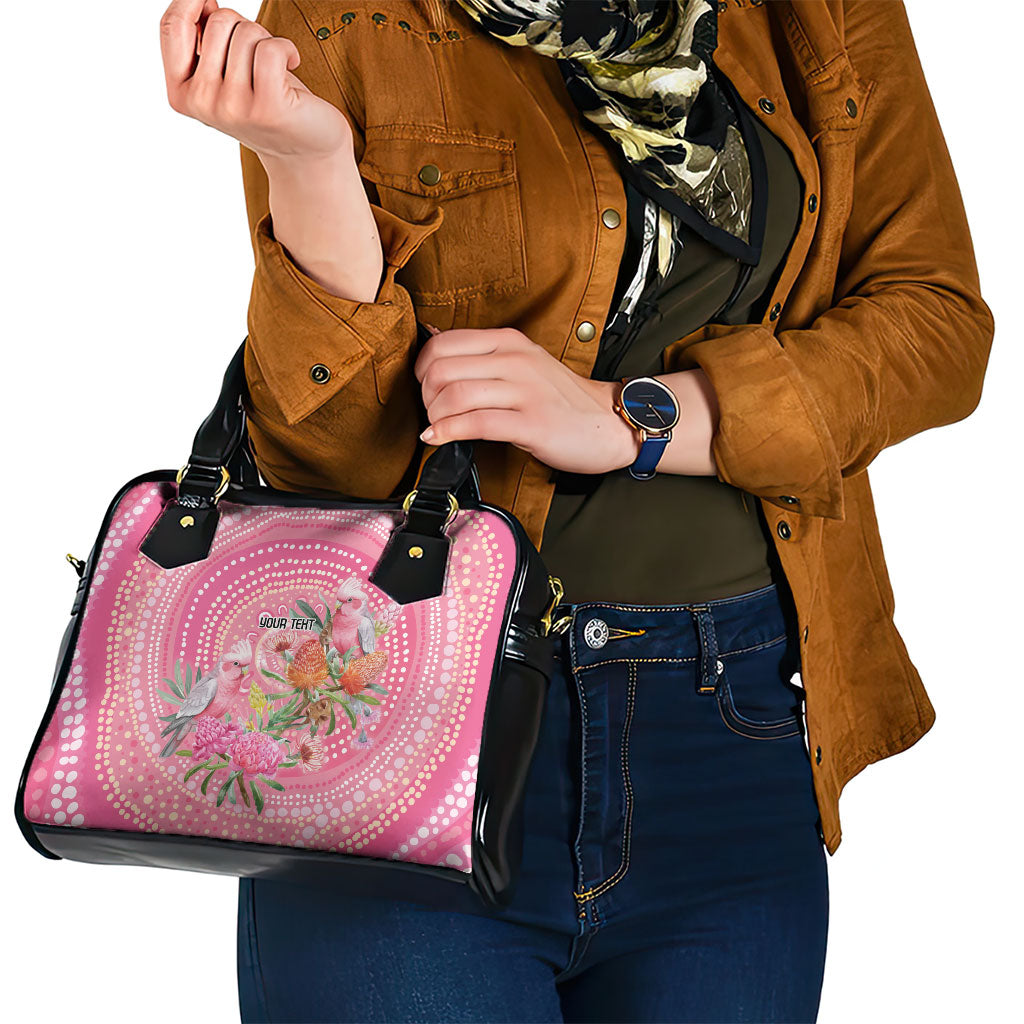 Personalized Pink Galah Aboriginal Dot Art Shoulder Handbag Australia’s Breast Cancer Support