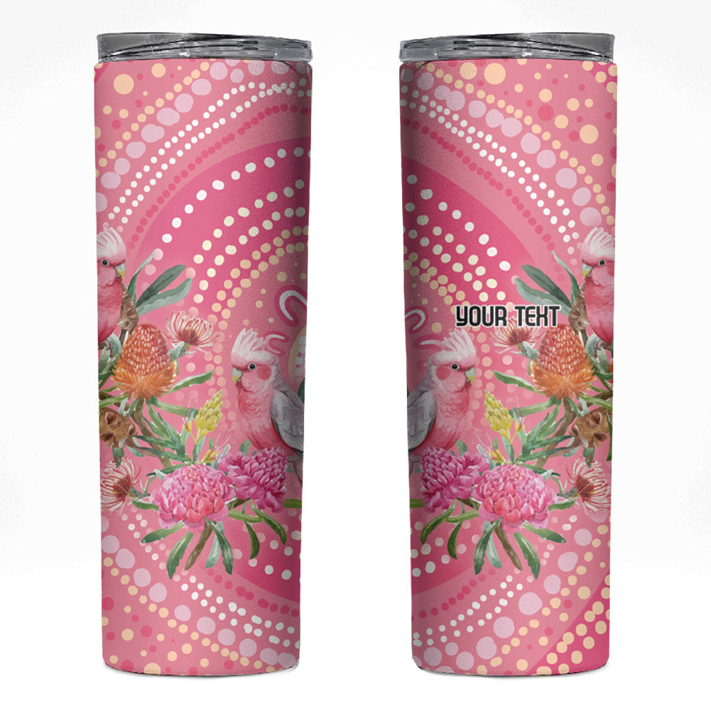 Personalized Pink Galah Aboriginal Dot Art Skinny Tumbler Australia’s Breast Cancer Support