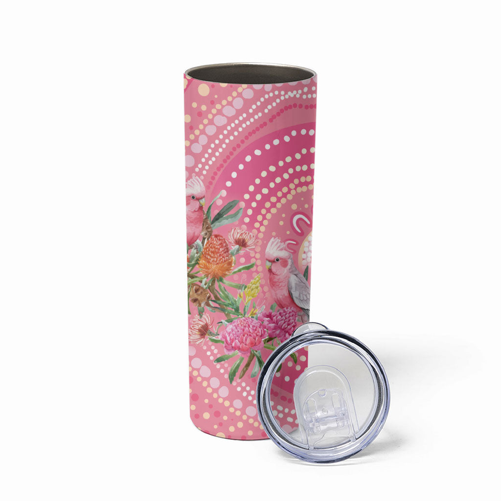 Personalized Pink Galah Aboriginal Dot Art Skinny Tumbler Australia’s Breast Cancer Support