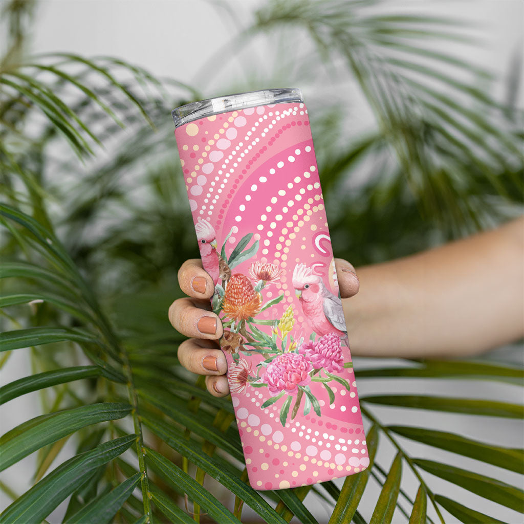 Personalized Pink Galah Aboriginal Dot Art Skinny Tumbler Australia’s Breast Cancer Support