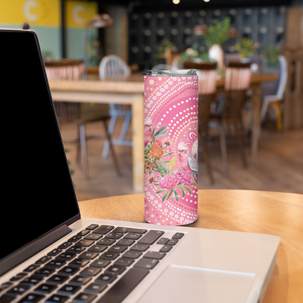 Personalized Pink Galah Aboriginal Dot Art Skinny Tumbler Australia’s Breast Cancer Support