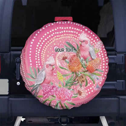Personalized Pink Galah Aboriginal Dot Art Spare Tire Cover Australia’s Breast Cancer Support