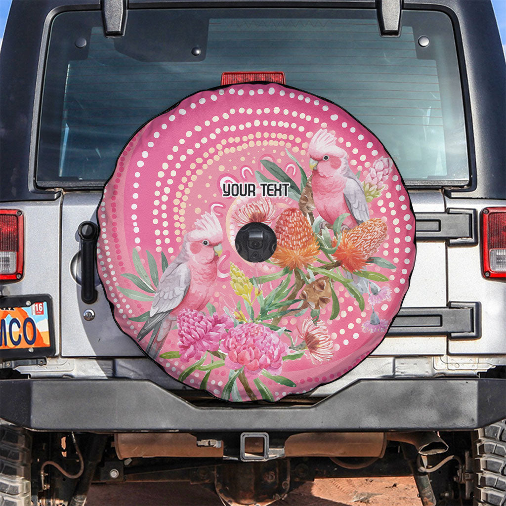 Personalized Pink Galah Aboriginal Dot Art Spare Tire Cover Australia’s Breast Cancer Support